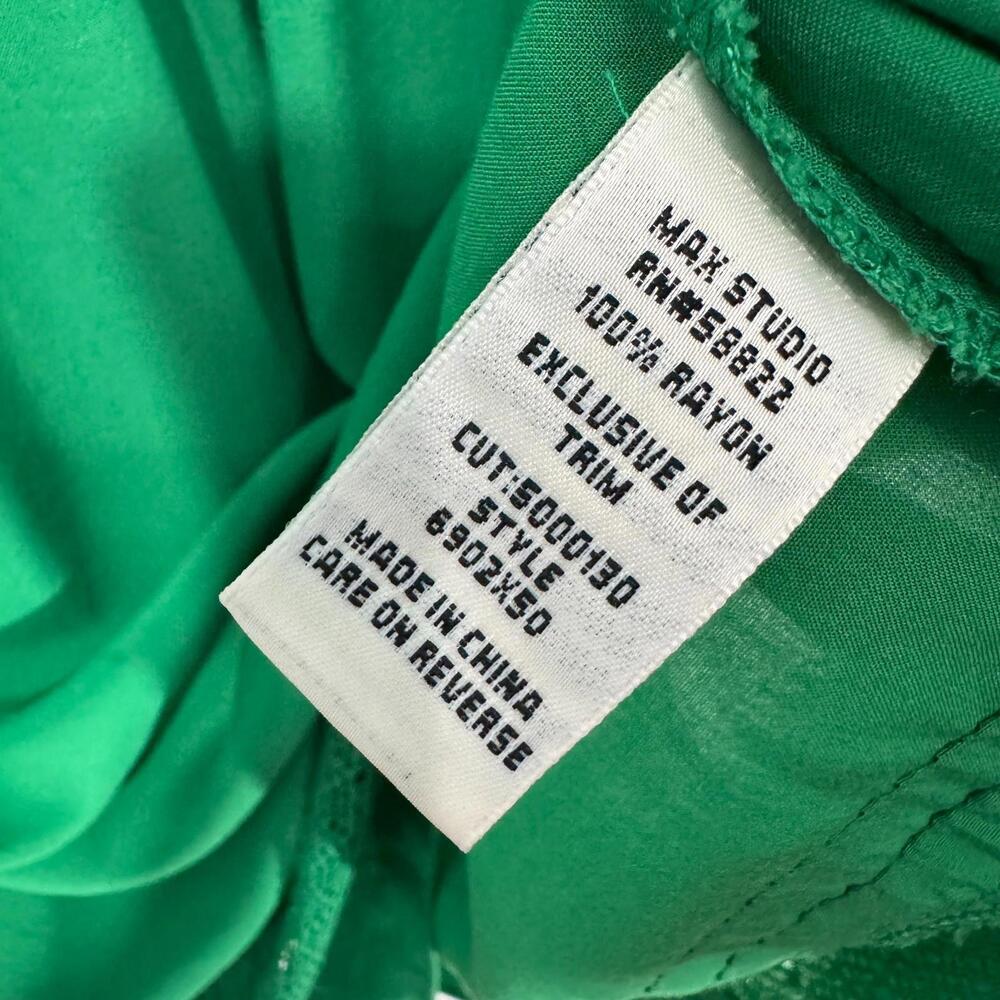 Max Studio Women’s Size XS Green Lightweight Pleated Crochet Detail Mini Dress - Picture 7 of 12